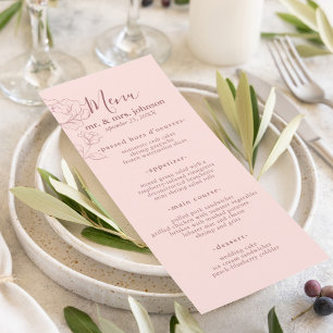 Menu Floral Élégant Rose Moderne