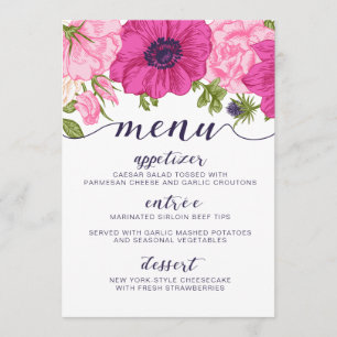 Menu floral //épousant, Fête de la mariée, baby