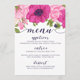 Menu floral //épousant, Fête de la mariée, baby