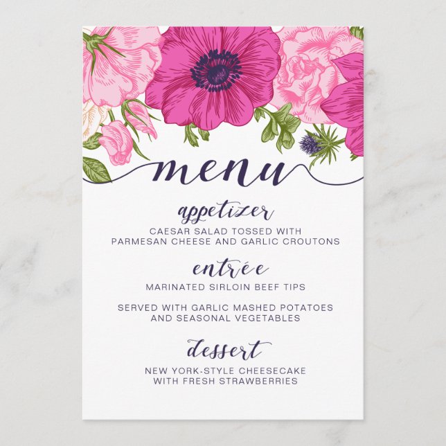 Menu floral //épousant, Fête de la mariée, baby (Devant)