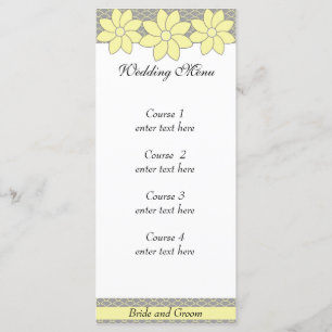 Menu floral jaune et gris de 1 de mariage