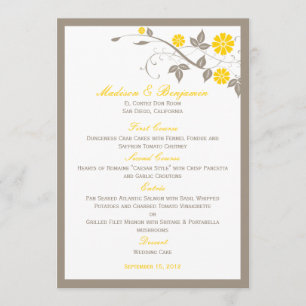 Menu Floral Mariage moderne - Mustard