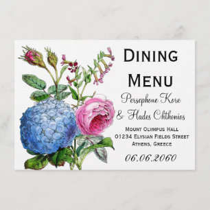 Menu Floral Mariage Rose Hydrangea