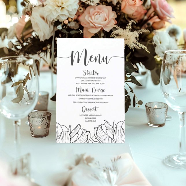 Menu Floral Moderne Simple Mariage (Créateur téléchargé)