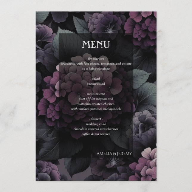 Menu Floral Moody violet (Devant)