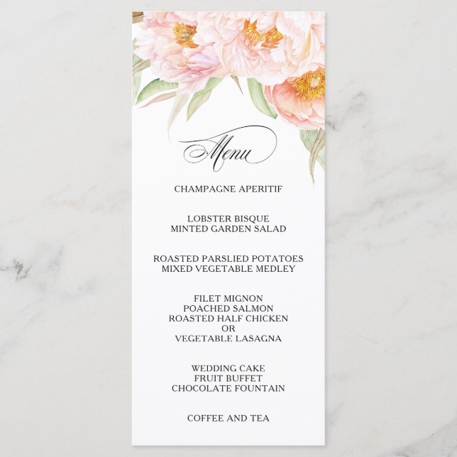 Menu Floral Peonies Roses (Devant)