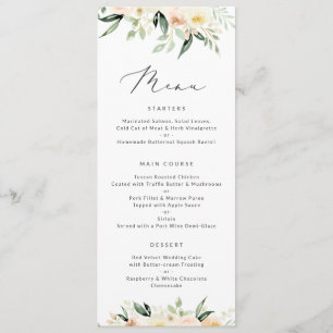 Menu Floral rougissent minimaux modernes de pêche de