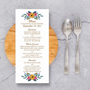 Menu Floral Wreath White Mariage Collection