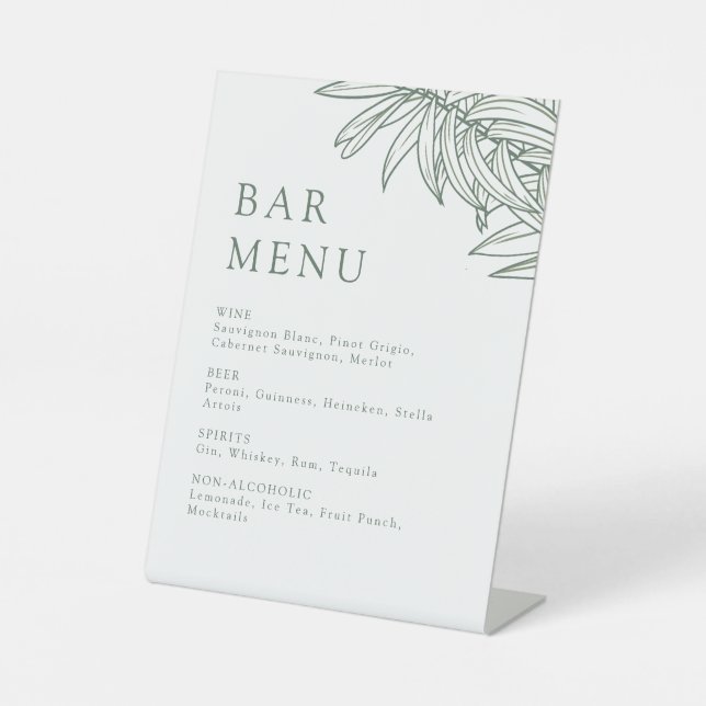 Menü "Forest Green Simple Botanic Bar Menu" Sockelschild (Vorderseite)