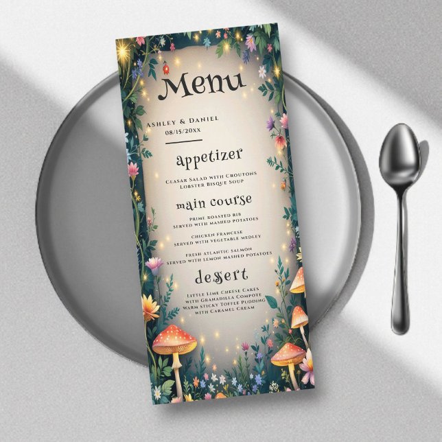 Menu Forêt enchantée Bois Floral Fairytale Mariage (Créateur téléchargé)