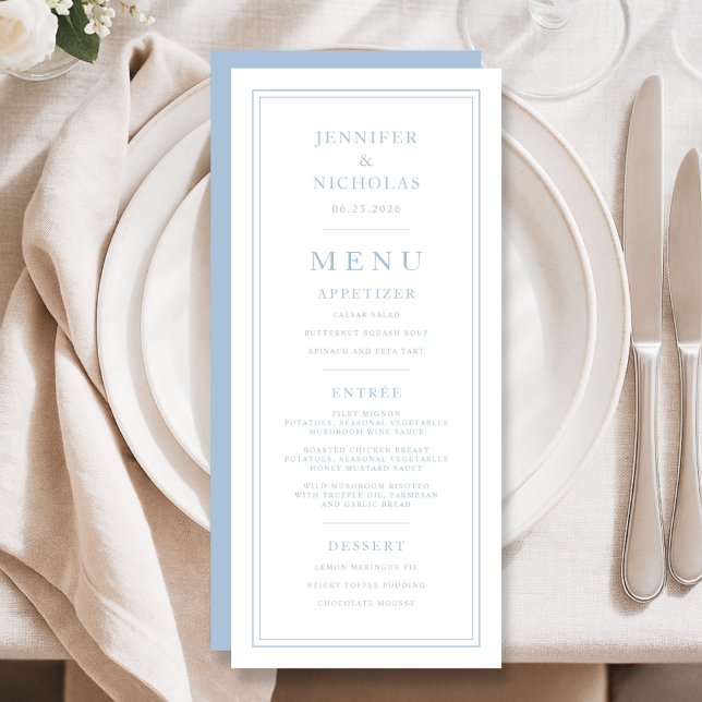 Menu Formal Minimal Powder Blue Wedding (Formal Minimal Powder Blue Wedding Menu)