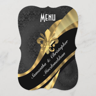 Menu formel élégant de mariage d'or noir de