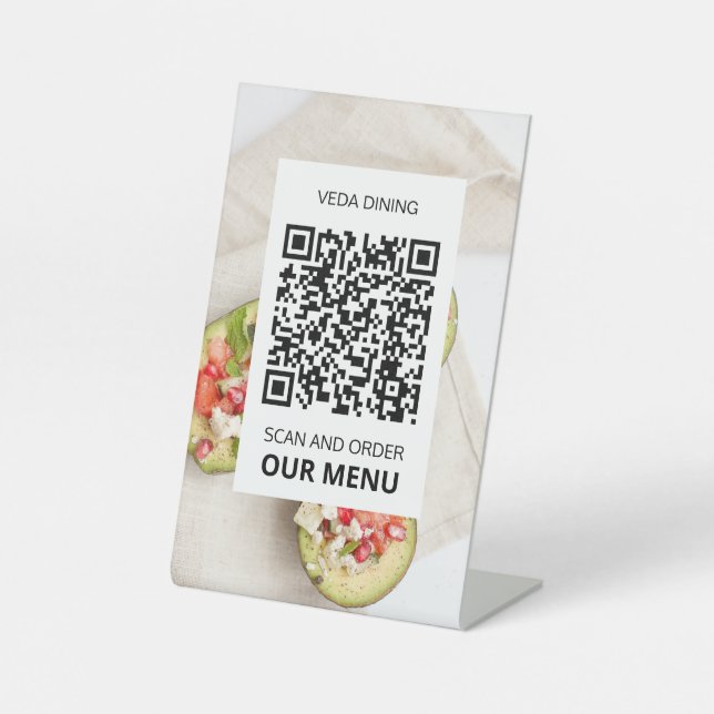 Menü "Foto Restaurant Scan QR Code" Sockelschild (Vorderseite)