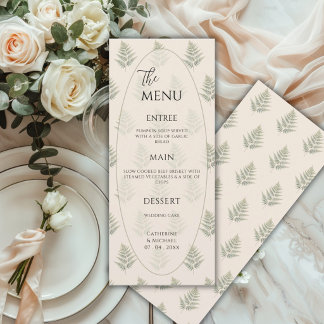 Menu Fougères vertes encadrent un mariage élégant