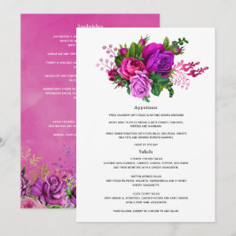 Menu Fuchsia vintage et Mariage floral pourpre
