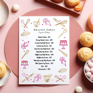 Menu Fun Colorful Baking & Cuisine Ustensile Liste de p