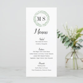 Menü für das Hochzeitsmenü der grünen Kleider-Mono Menükarte