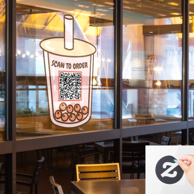 Menü für den QR-Code für berührungslosen Scan-Bubb Fensteraufkleber (Restaurantfenster)