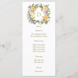 Menü für die Hochzeit von Autumn Floral Wreath Mon Menükarte