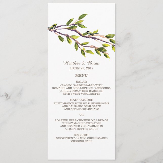 Menü für die Hochzeit von Pinselstrichen Menükarte (Vorderseite)
