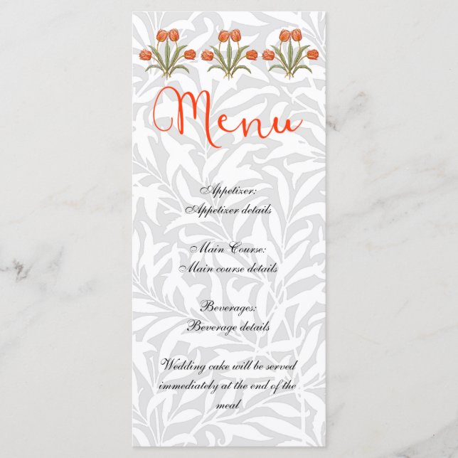 Menü für die Hochzeitsempfehlung Menükarte (Vorderseite)