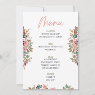Menü für Hochzeiten am Erntedank mit floralen Menü Einladung
