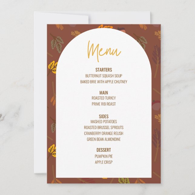 Menü für Hochzeiten am Erntedank mit floralen Menü Einladung (Vorderseite)