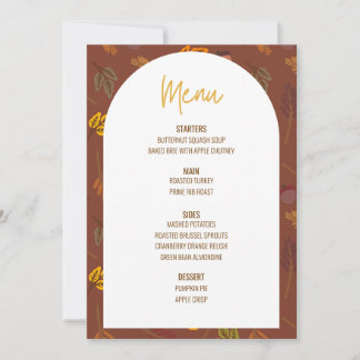 Menü für Hochzeiten am Erntedank mit floralen Menü Einladung