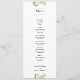 Menü für Hochzeiten | Classic Miniimal Floral Menükarte
