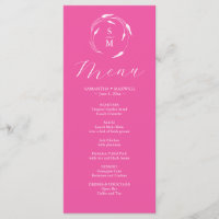 Menü für Hochzeiten Einfache Monogramm Fuchsia Pin