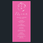 Menü für Hochzeiten Einfache Monogramm Fuchsia Pin Menükarte<br><div class="desc">Dieses elegante fuchsienrosa Hochzeitsmenü bietet ein einfaches Monogramm,  das mit Blumenzeilenkunst umgeben ist. Verwenden Sie die Vorlagenfelder,  um die Initialen,  Namen und benutzerdefinierten Menüelemente von Braut und Bräutigam hinzuzufügen. Ideal für Hochzeiten,  Probe Dinner,  Verlobungsfeiern und vieles mehr.</div>