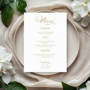 Menü für Hochzeiten Einfaches elegantes Gold-Scrip Menükarte