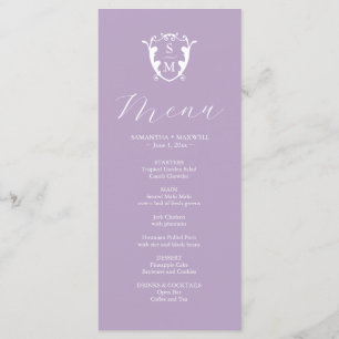 Menü für Hochzeiten Einfaches Monogramm Wappen Lil Menükarte
