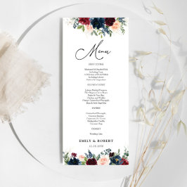 Menü für Hochzeiten in Burgund und der Marine Menükarte
