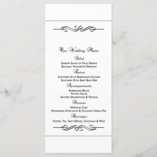 Menü für Hochzeiten Menükarte (Vorderseite)