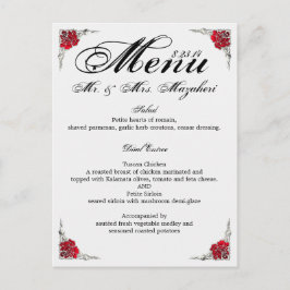 Menü für Hochzeiten mit Dankeschön auf der Rücksei Postkarte