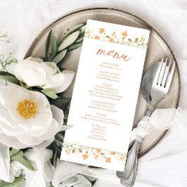 Menü für Hochzeiten mit Peach Floral Menükarte
