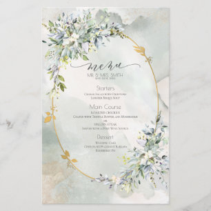 Menü für Hochzeiten von grün blühenden goldfarbene