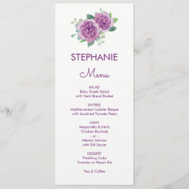 Menü für Hochzeiten von lila Rose Menükarte
