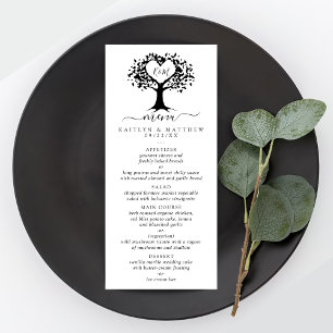 Menü für Hochzeiten von Schwarz-Weiß-Monogram-Herz