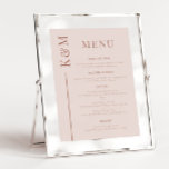 Menü für Hochzeitsmahlzeiten in Rosa<br><div class="desc">Elegante Speisekarte für Hochzeitsessen mit einer einfachen, sauberen Linie, die den ersten Eindruck des Ehepaares auf der Seite vermittelt. Der Hintergrund ist rot.</div>