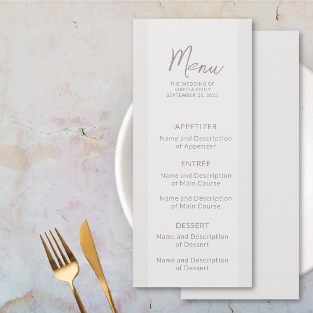 Menü für Hochzeitssendungen Menükarte (Wedding Flat Menu)