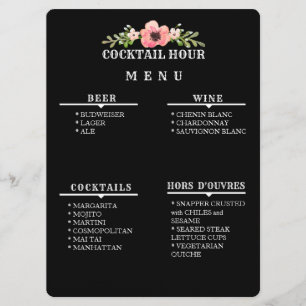 MENÜ FÜR individuell anpassbare COCKTAIL-STUNDEN Menükarte