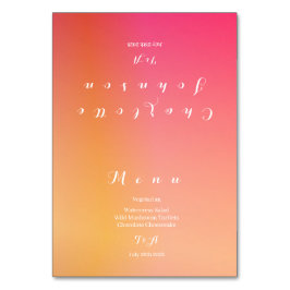 Menü für moderne Sunset Ombre Tischnummer