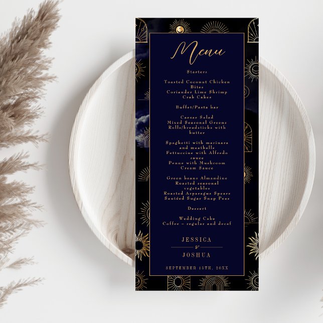 Menu Galaxie céleste Sun Crescent Moon Navy (Créateur téléchargé)