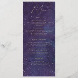 Menu Galaxy Celestial Starry Nuit violet Mariage or