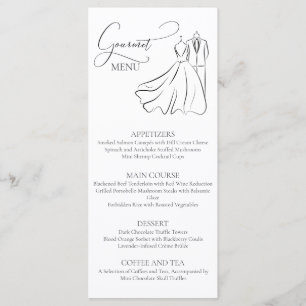 Menu gastronomique de mariage minimaliste noir et