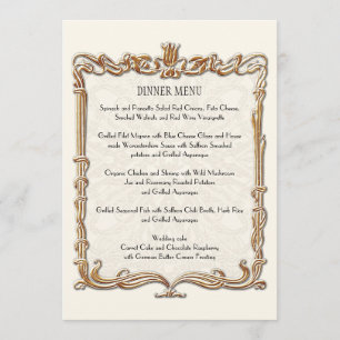 Menu Gatsby Art Déco Nouveau dentelle Faux Gold Tulip