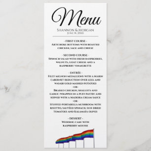Menu gay pride Mariage Rainbow