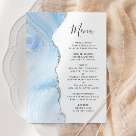 Menu Géode Agate Bébé Bleu Parties scintillant argent M